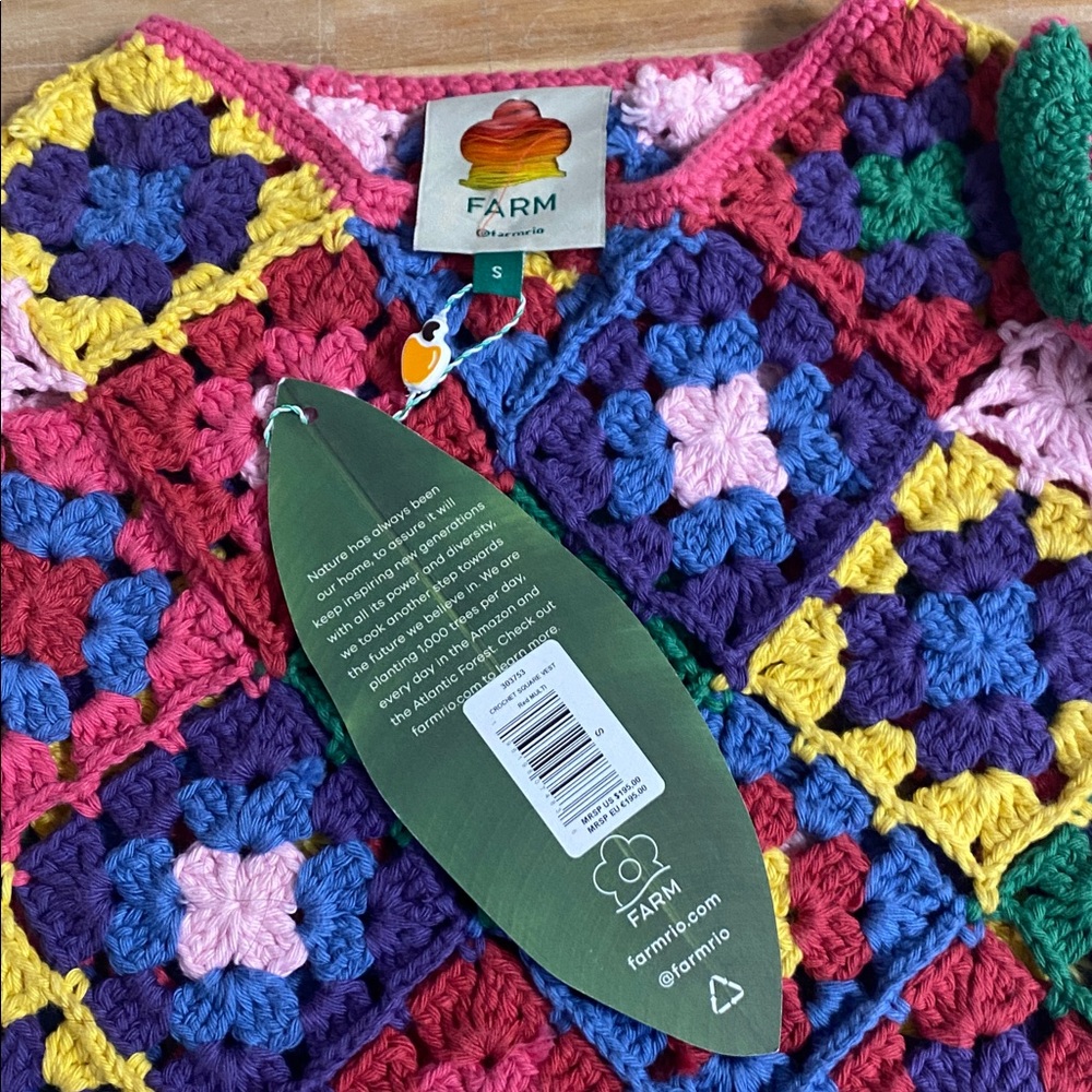 FARM Rio Kids Bright Multicolor Crochet Ruffle Strap Top - Picture 2 of 4